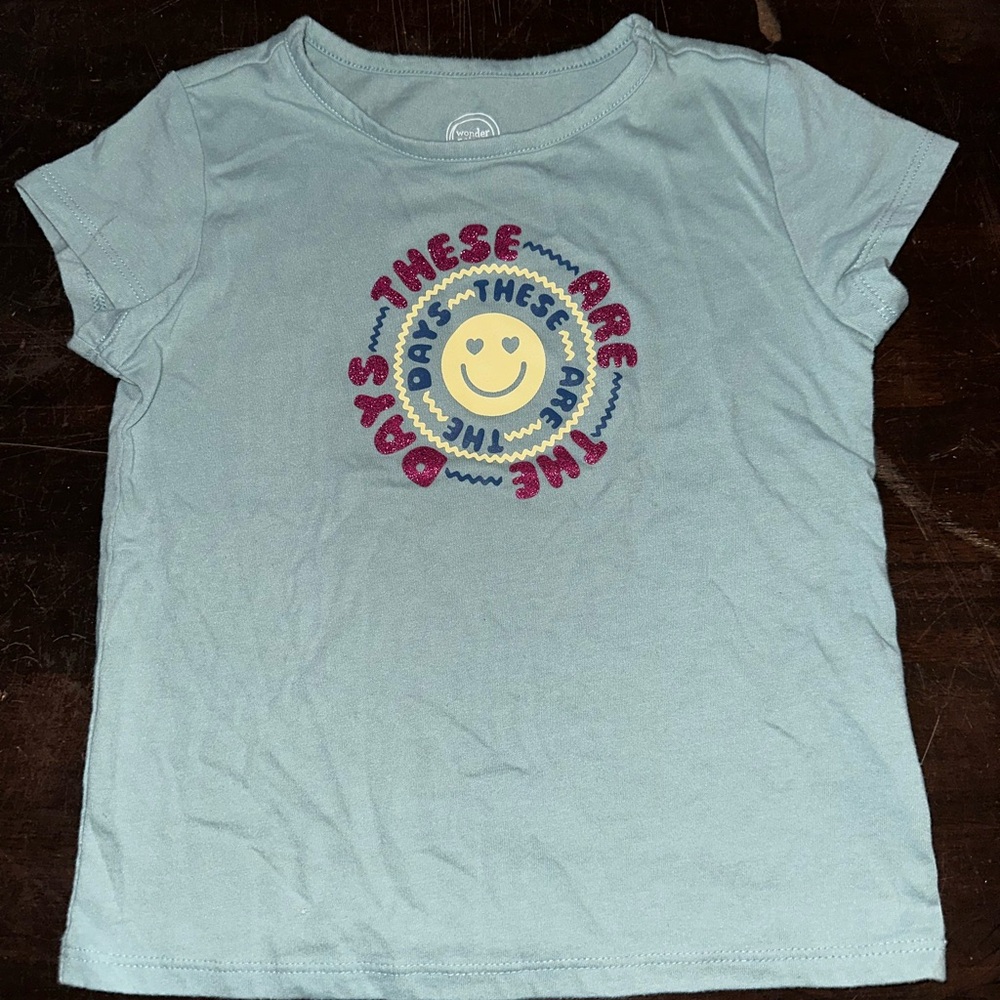 Kids Short Sleeve Light Blue Smile Graphic Tee